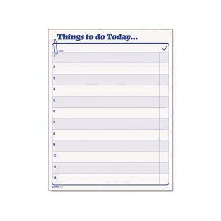 Tops Business Forms Tops Things To Do Today Pad, 8-1/2" x 11", White, 100 Sheets/Pad 2170